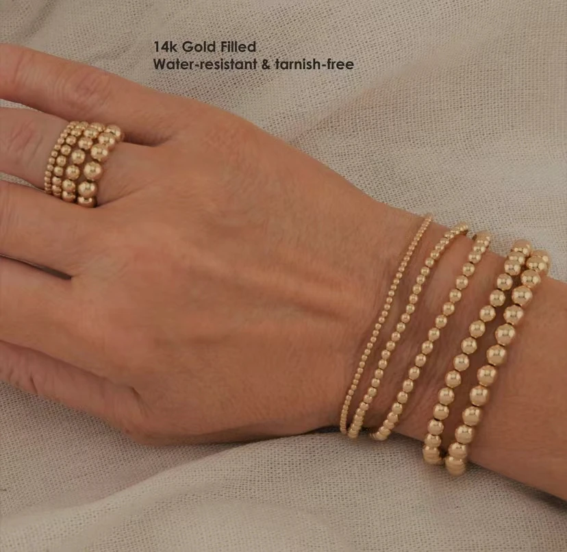 Ювелирные изделия из чистого золота 14 карат браслет бисера стерлингового серебра 925 браслеты для изготовления украшений розового
