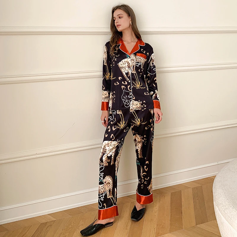 Прямая поставка с фабрики новинка 2022 дизайнерские женские шелковые пижамы принтом тигра роскошные