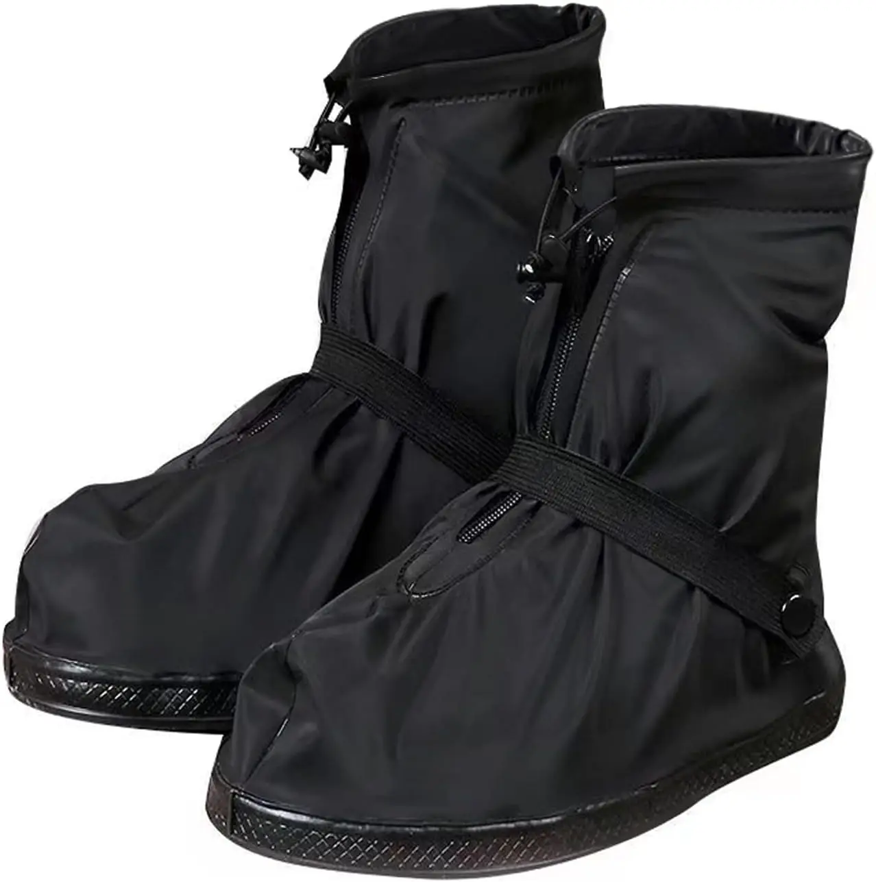 Collapsible reusable waterproof short rain shoe cover for non-slip riding in rain and snow