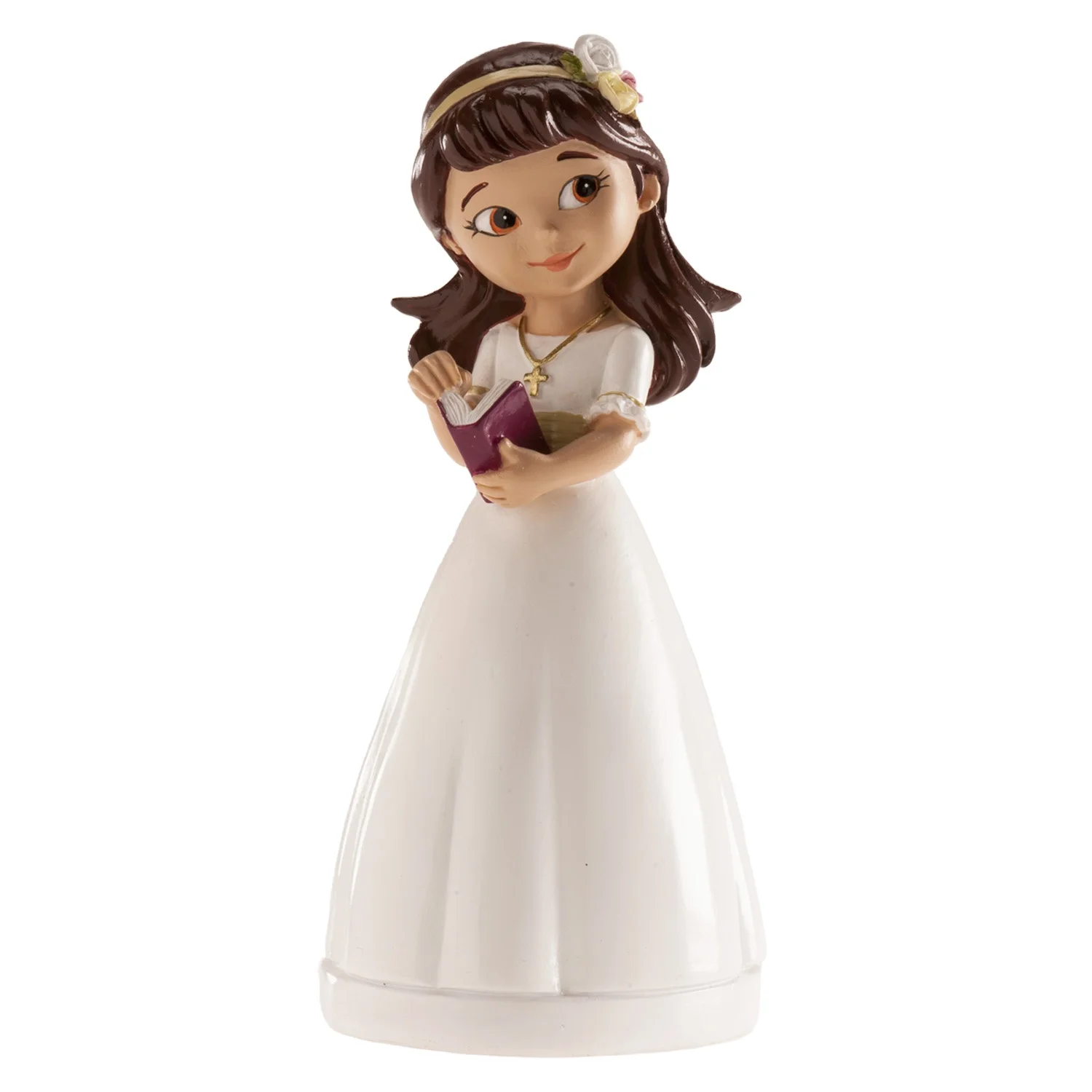 CAKE TOPPER DECORATION COMMUNION GIRL  WITH DIADEM 13CM