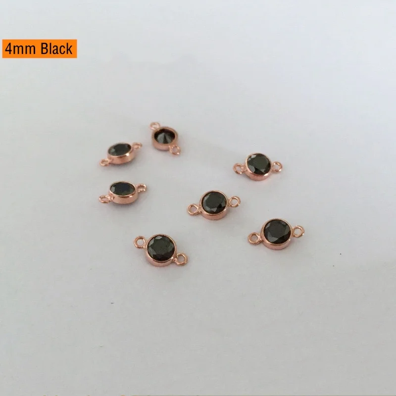 Vintage Jewelry 14K Rose Gold Filled Bezel Zircon Stone Connectors for Jewelry Bracelet Making