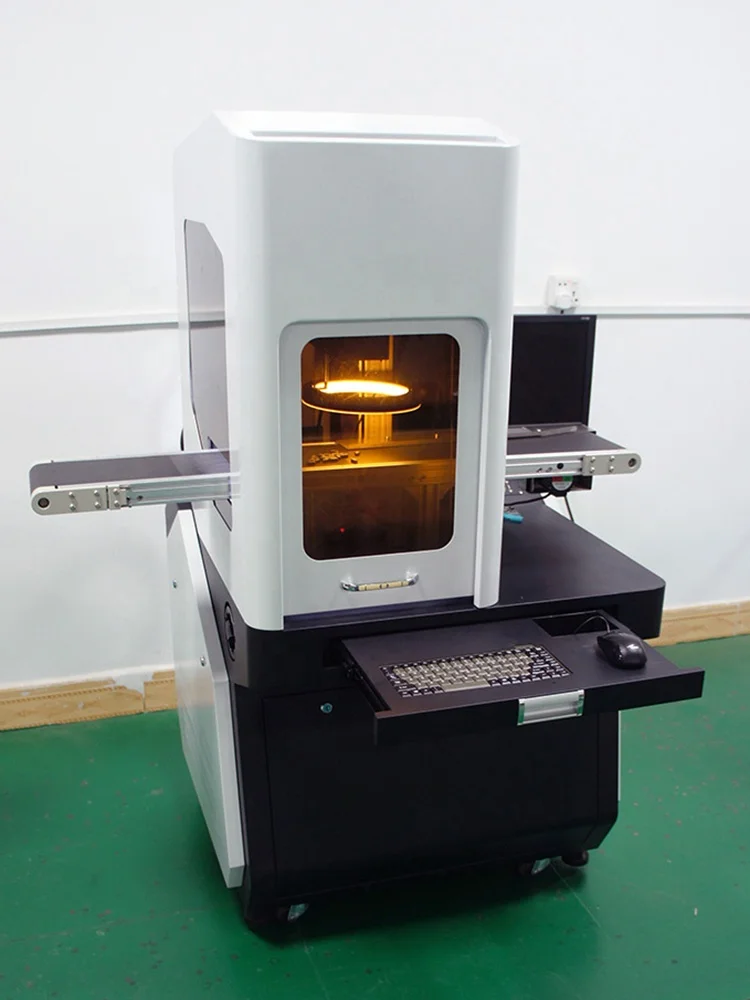 
CCD Visual Positioning JPT MOPA M7 20W 30W 60W 80W 100W Fiber Laser Marking Machine Half Enclosed Laser Marker CE Certified 