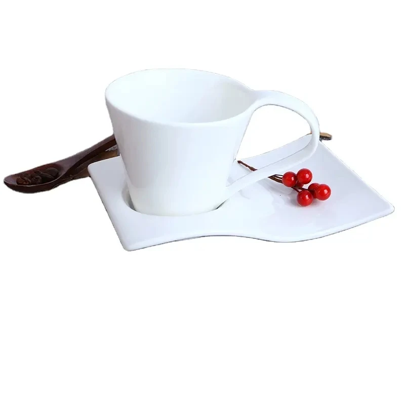 High quality durable custom logo white coffee ceramic tea cup sets with saucer
