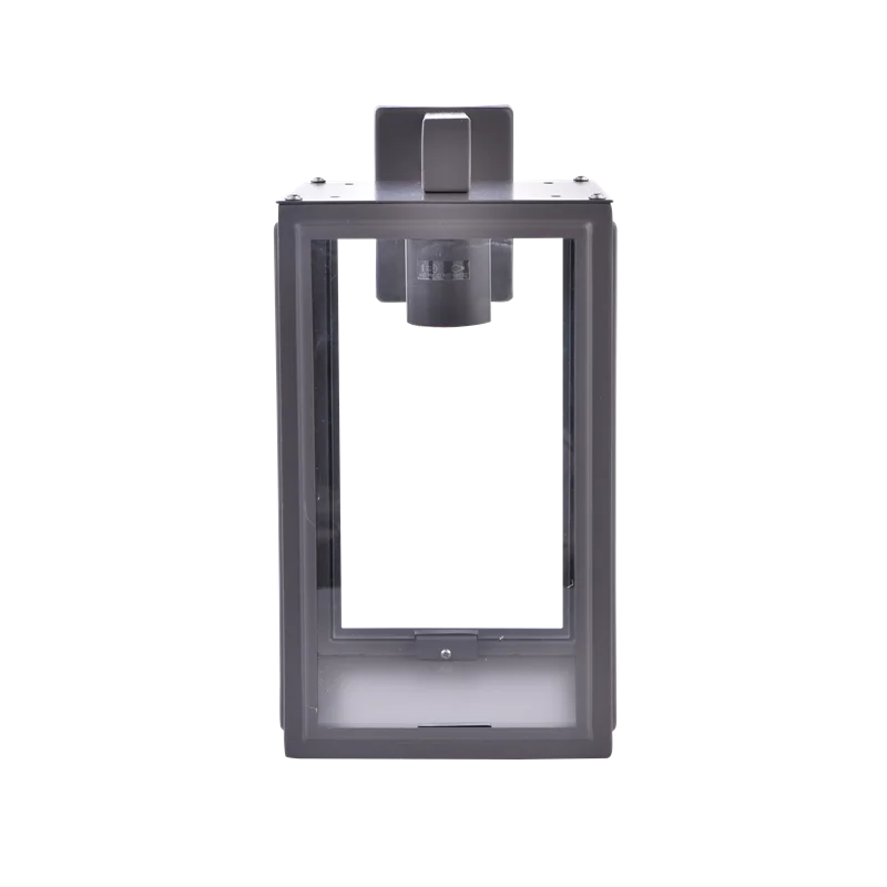 modern black stainless steel square single box clear glass shade outdoor wall lantern light sconce