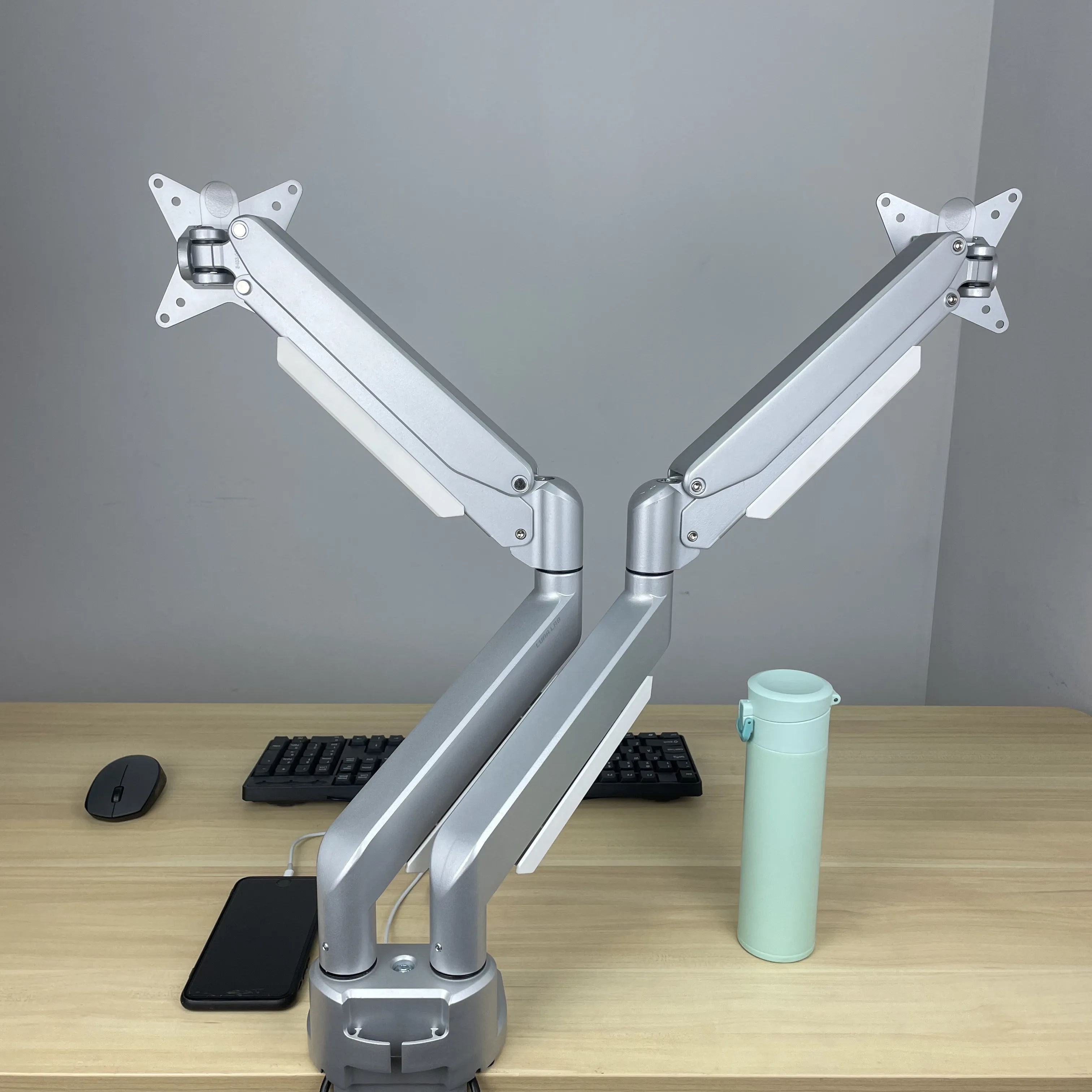 OEM ODM Monitor Arm Riser VESA Desktop Quick Release Aluminum Gas Spring Dual Monitor Stand