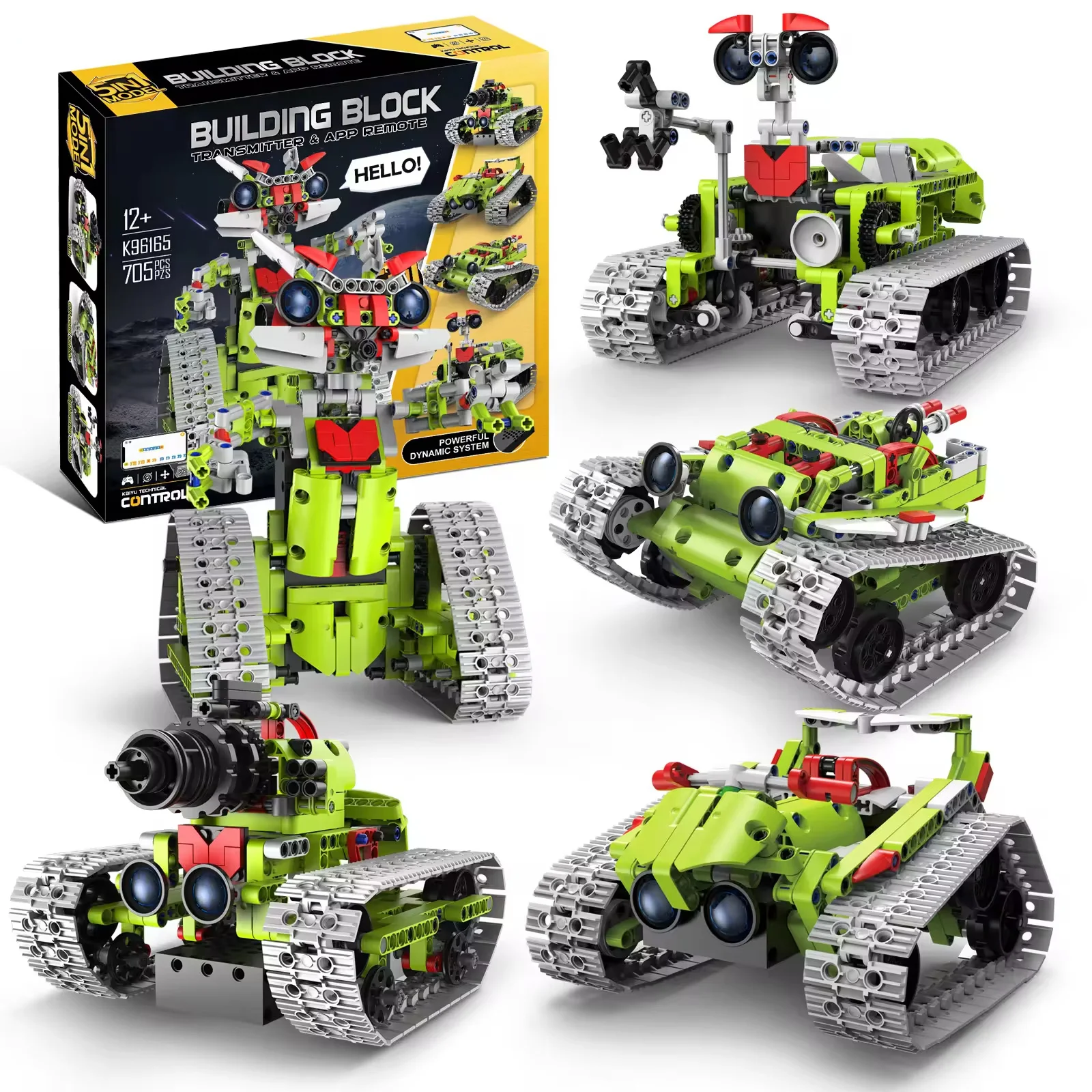 705 Pcs Assemble Building Blocks Toys 2.4g Remote Control Robot Toys 5 In1 Programmable Robot Kit Building Blocks Robot