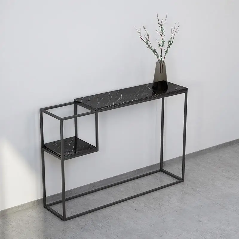 
Light luxury simple modern slate porch table marble Nordic porch side table against the wall door partition floor storage rack 