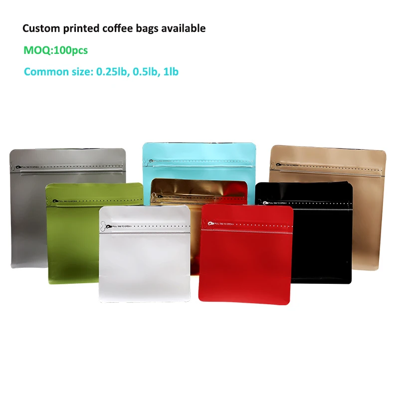 Hot sale custom logo coffee pouches 16oz 500g flat bottom coffee bag packaging