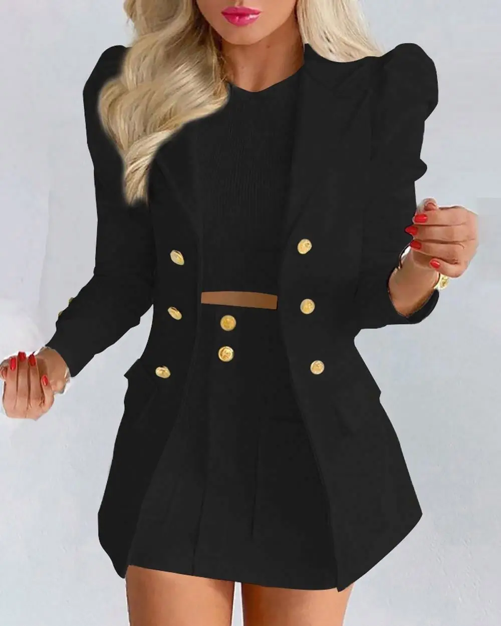 European and American New Autumn and Winter  Printed Elegant Temperament Commuting Slim Fit Suit Suit