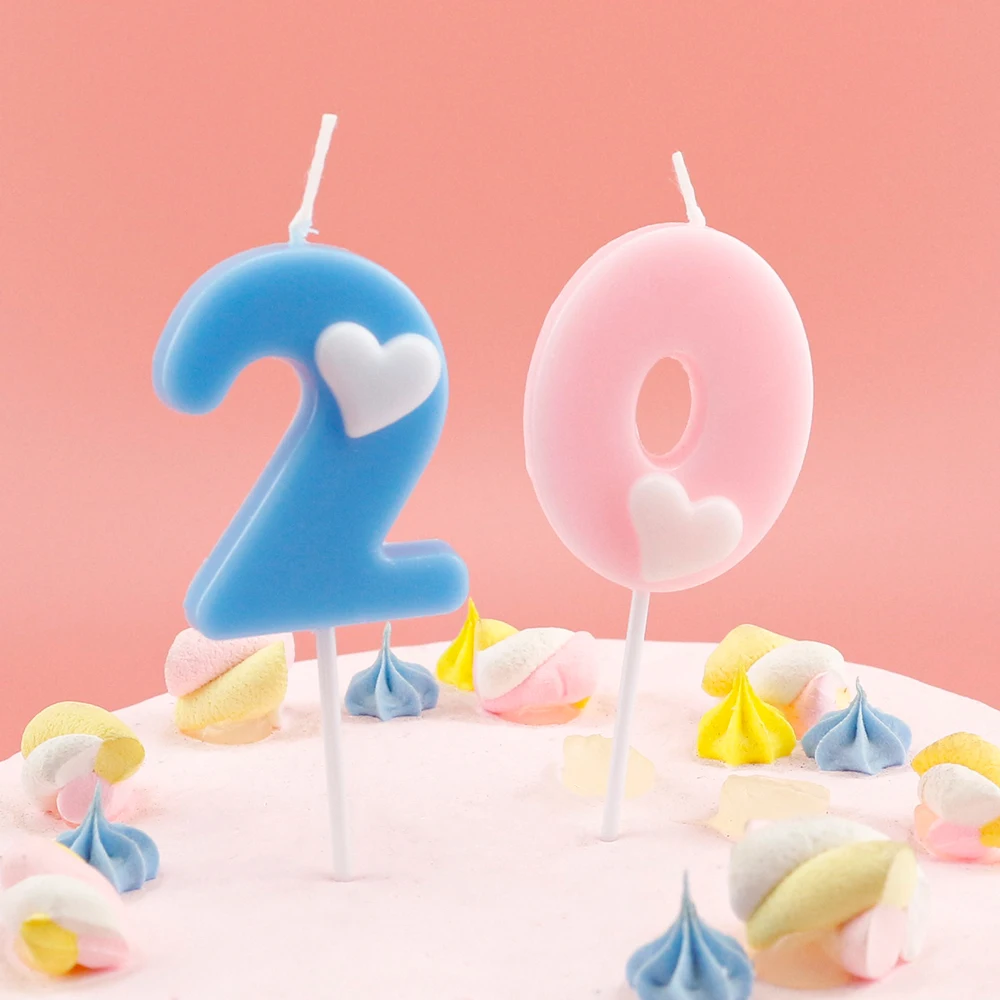 Hot Selling Cute Heart Decoration Number Birthday Candles For Kids Birthday Party From Manufacturer