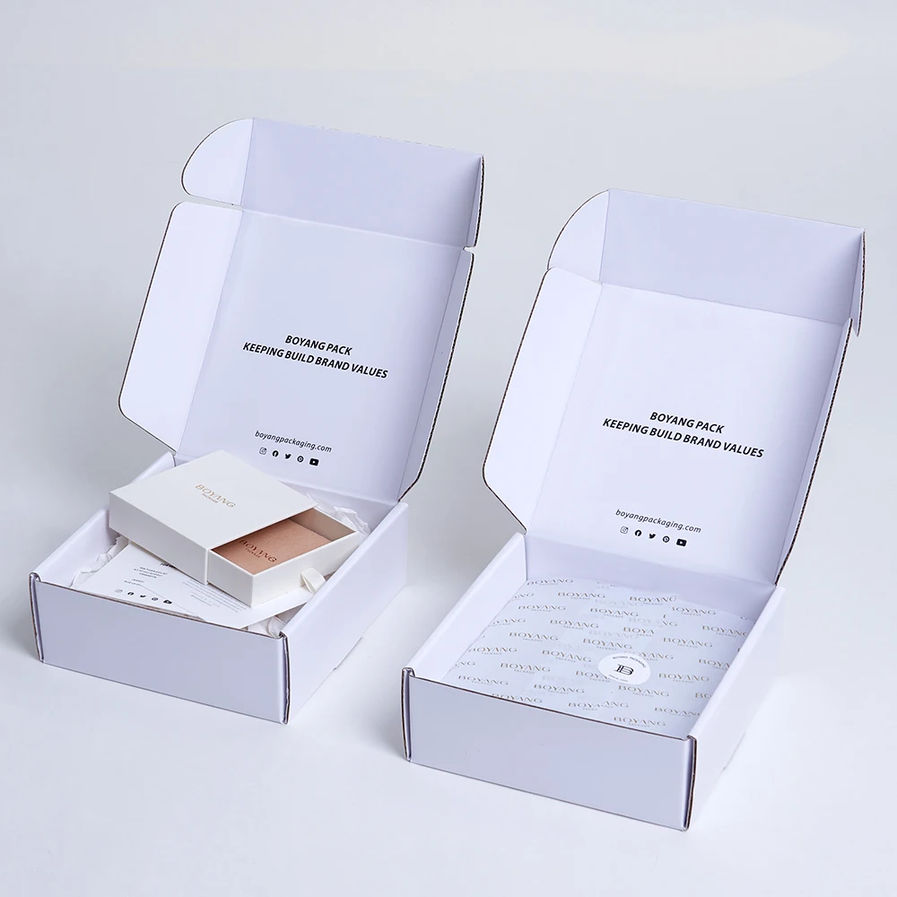 Custom Printed Recyclable Jewelry Set Box Personalized Paper Packaging Drawer Cardboard Jewelry Boxes with Pouch Bag
