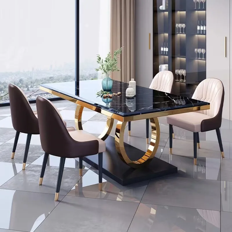 Modern dining room furniture nordic rectangular luxury marble dining table dining table set with 6 chairs for sale concrete