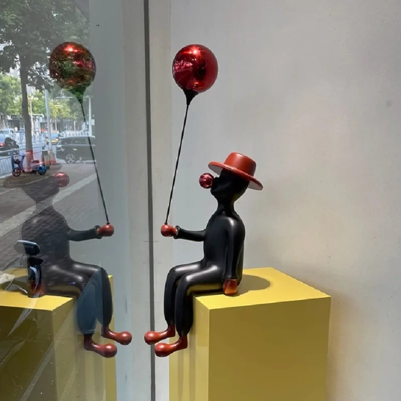 Customize Resin Art Modern Sculpture Blow Bubbles Entrance Decorations Person Figure Statue Resin Ornament