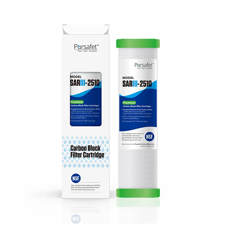 Home Kitchen Tap Water Filtration System Carbon Block Filter Cartridge Replacement 10 Inches Standard Size Improve Water Quality