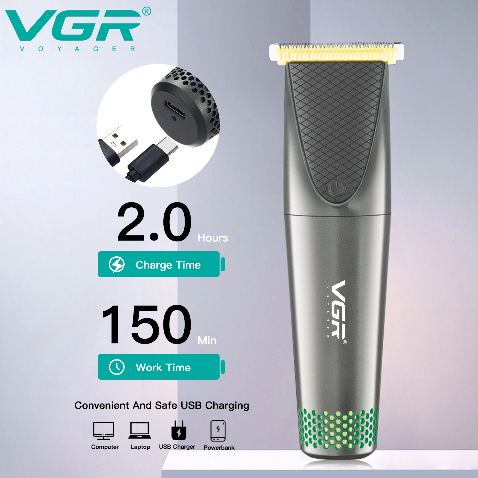  Vgr 0mm-3mm Zero Gap Waterproof Cordless Professional V-090 Manufacturing Hair Cut Trimmer