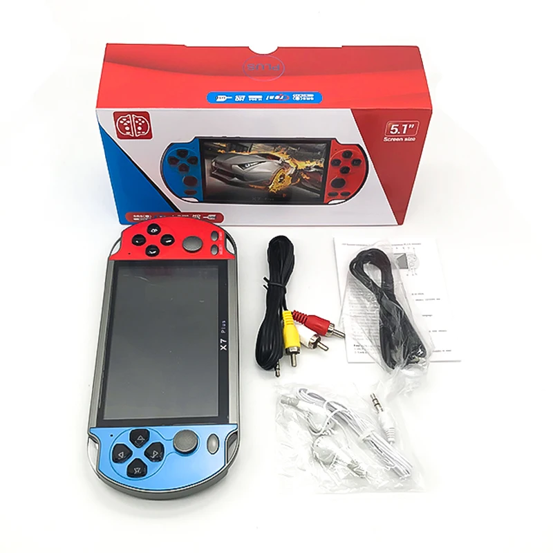 X7 Plus 128Bit Handheld Game Player 5.1 inch LCD Color 8GB Double Rocker Video Game Player Built-in 2000+ Games