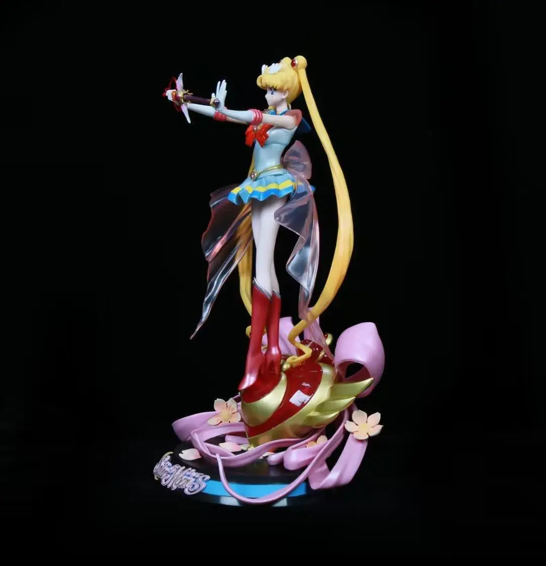 35cm anime GK Sailor Moon Mars Jupiter Tsukino Usagi Princess Serenity girl action figure with light PVC model toys