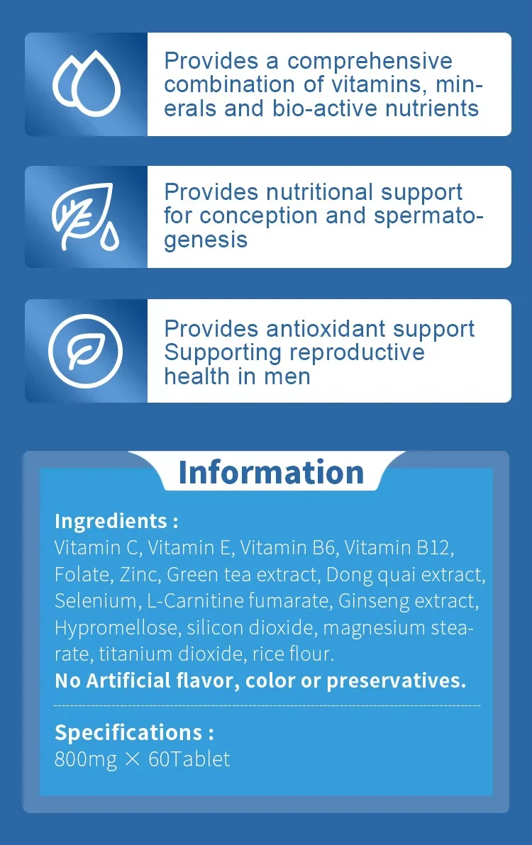 P15 Factory Price Fertility Pills Men Fertility Tablets 100% Natural Sperm for Having Baby Men Fertility Capsule Chinese