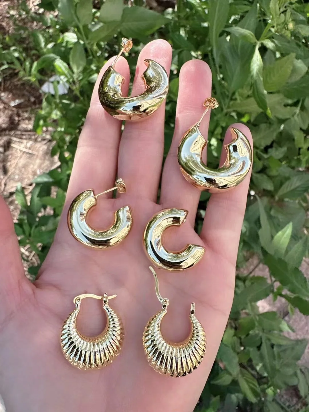 18k gold/silver plated mirror earrings luxury c-shape ball irregular geometry for women simple style brass no fade