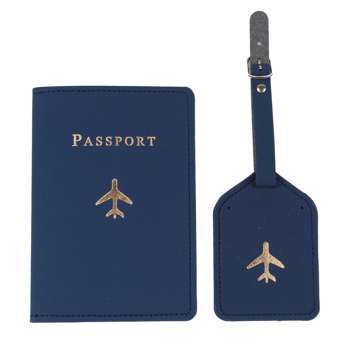 Custom logo travel passport holder set PU leather passport holder and luggage tag set personalized passport holder luggage tag
