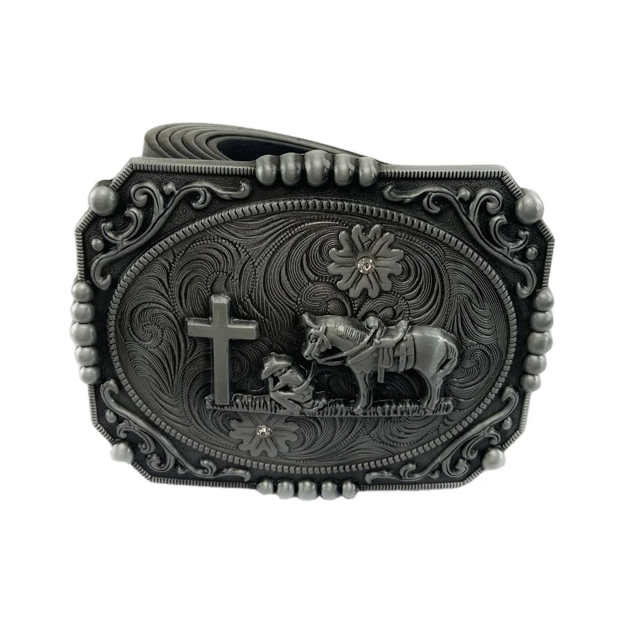 Manufacturer Wholesale Custom Zinc Alloy Brass Mens Western Cowboy Logo Horse Metal Buckle for Leather Belt