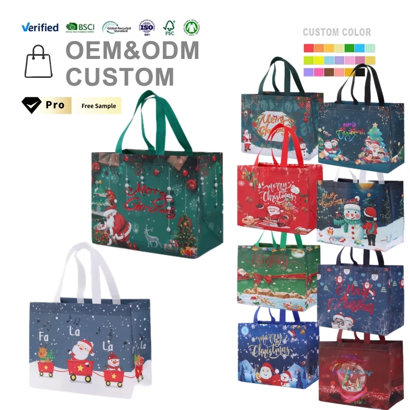 Custom Christmas Grocery Gift Bag Handmade Cheap Plain Promotional Pp Non Woven Tote Bag For Supermarket