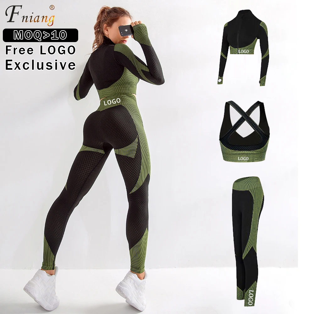 
2021 yoga legging sets women yoga suit sport wear running breathable seamless fashion three-piece sports bra set solid wholesale 