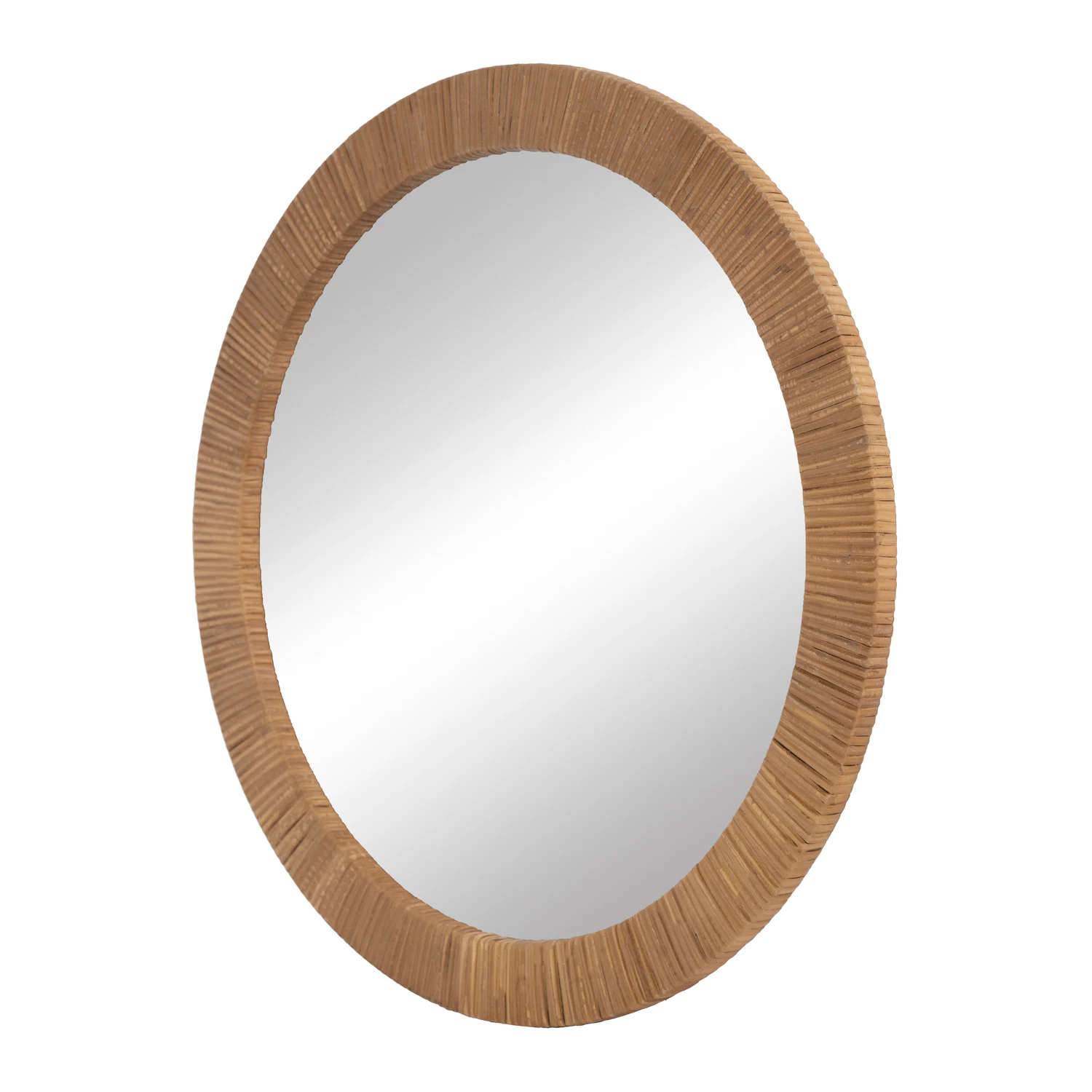 Round Rattan Frame Wall Mirror for Hanging With Best Quality Customized Color And Size For Home And Living Area