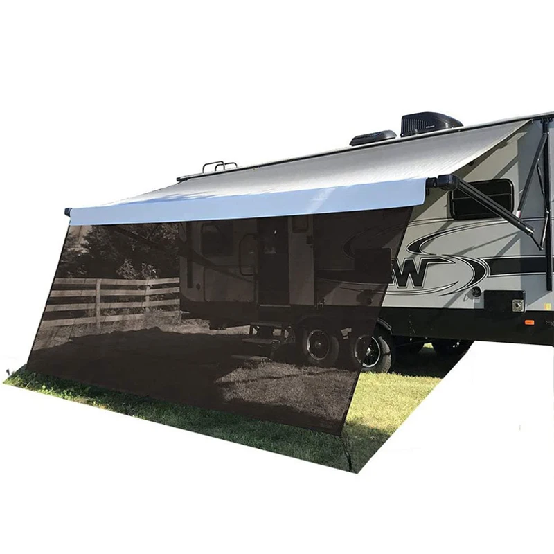 UV Blocker Motorhome Camping Trailer Canopy Shelter Sun Shade Brown Mesh Rv Side Awning