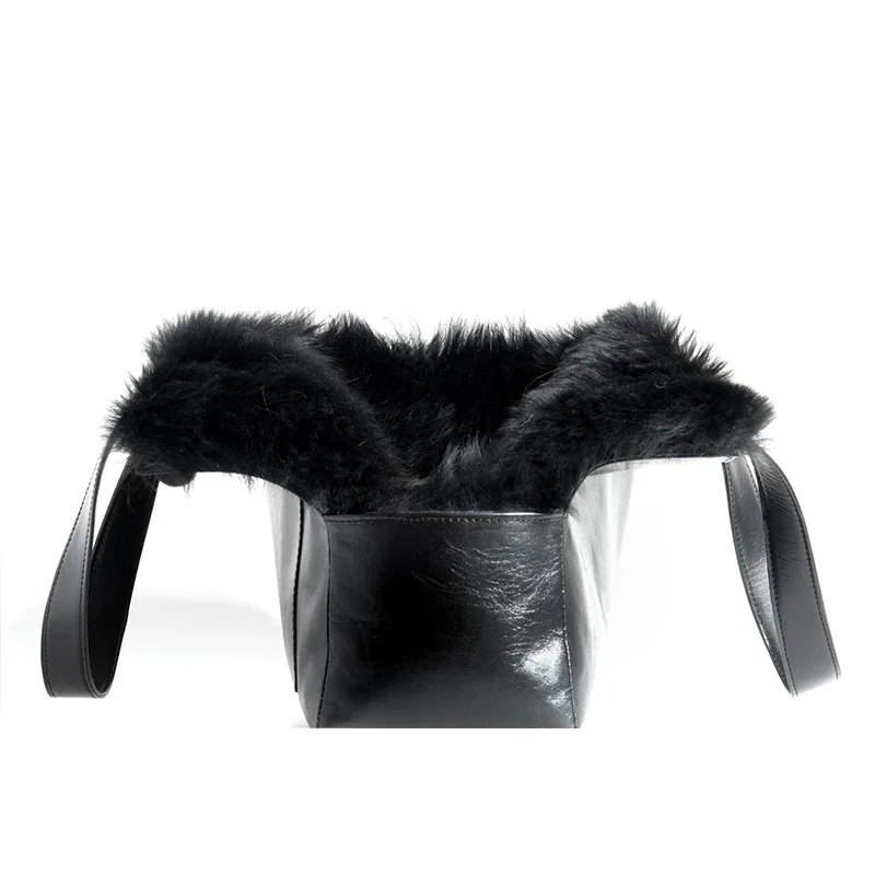 Wholesale Customized PU Leather With Faux Fur Pet Carrier Handbag Cat Travel Pet Carrier Tote Bag Dog Carrier Bag