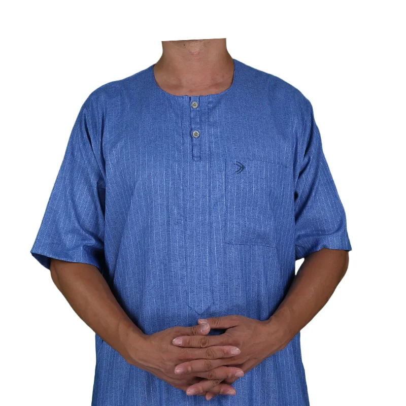 Malaysia Islamic Short Sleeve Morocco Style Man Clothing Cotton Made Jubba Size 52-58