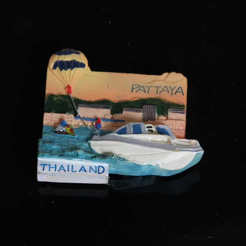 Wholesale custom design Pattaya Bangkok Thailand tourist souvenir resin logo fridge magnet