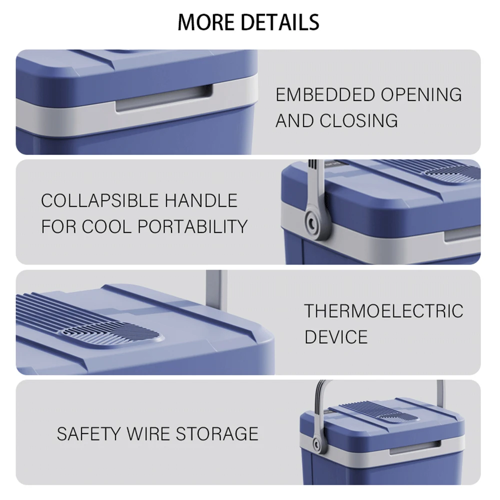27L blue cooler box DC/AC single cold with handle cooler electric box for camping 24V high quality