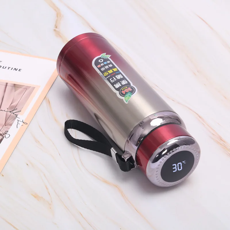 600/800ml Large Capacity Smart Thermos Portable Digital Temperature Display Sensor Coffee Tea Water Bottle Gift Cup Customized