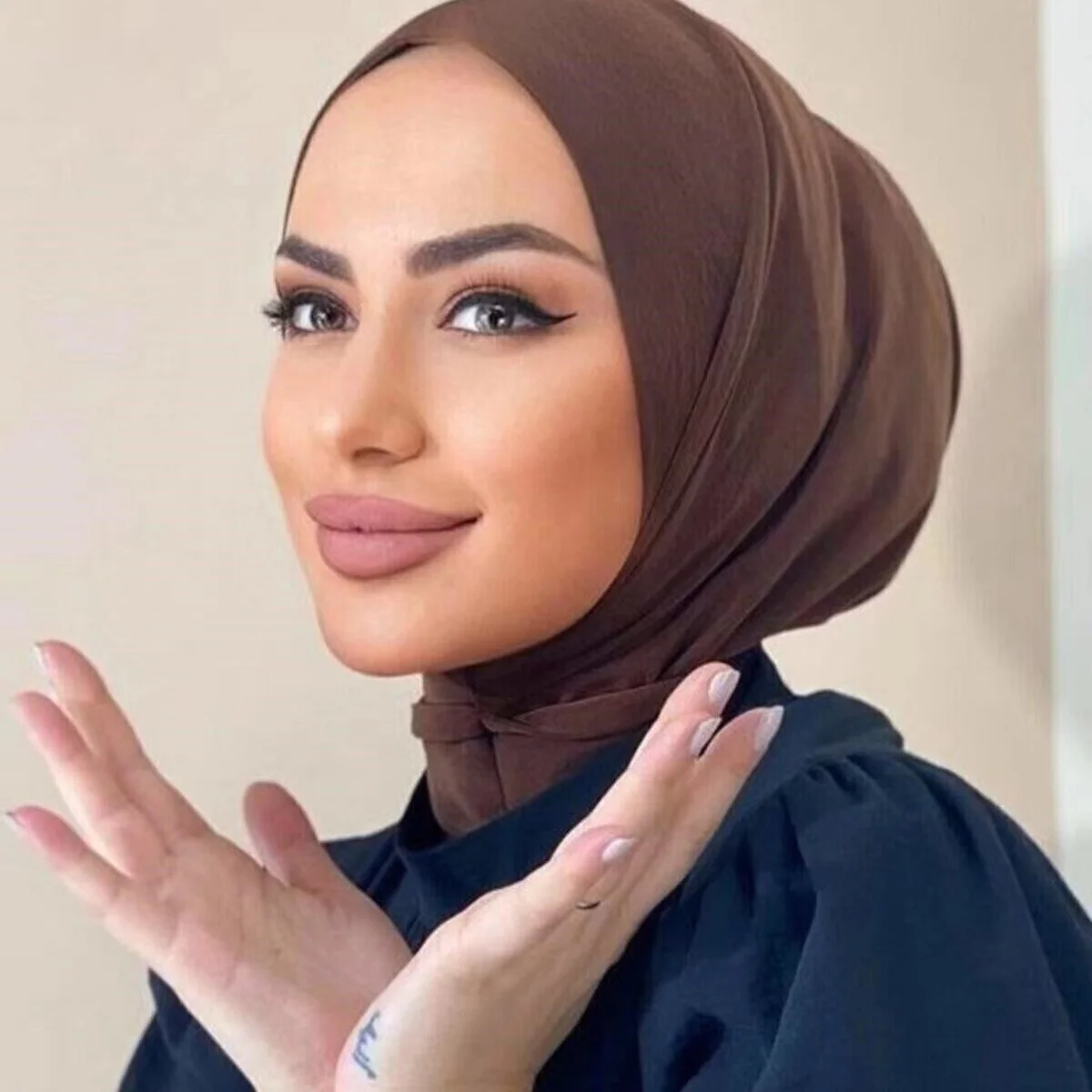 Готовый хиджаб с застежкой-молнией дышащий мусульманский головной платок шали на шею Женский тюрбан шапка мусульманская