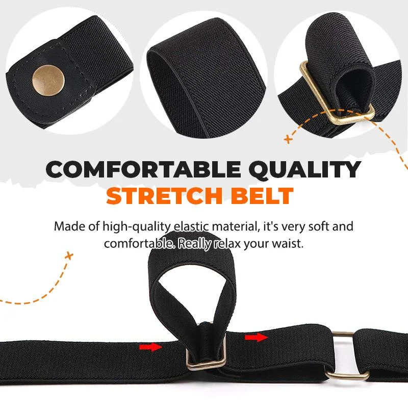 Genuine leather Slim Elastic Invisible Belt No Buckle Elastic Adjustable Colorful Buckle Waist Jean Pant Belt