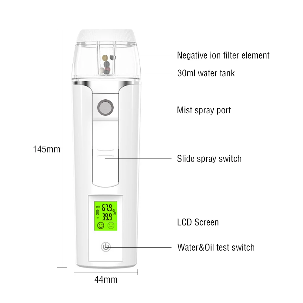 Slide Control Spray Gear Design Nano Mist Sprayer with LCD Display Screen Water&Oil Content Display