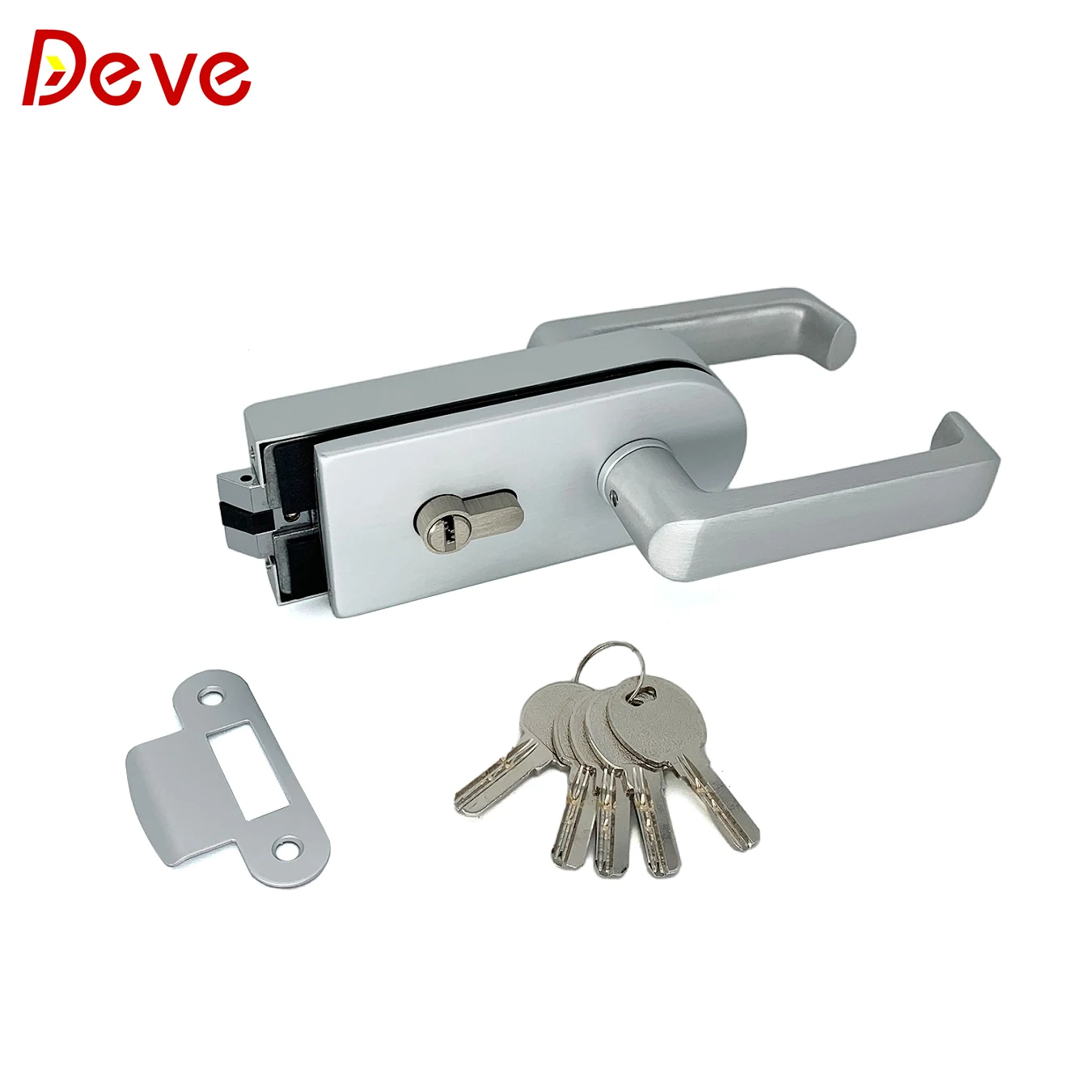 Modern Aluminum Lock Handle Door Hardware Black Security Door Lock With Keys Interior 8 12mm Frameless Office Swing Glass Lock (1600519938988)