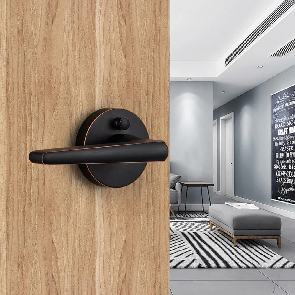 Free Sample Zinc Alloy Privacy Tubular Latch Lock Lever Handle Lockset Black Door Handle