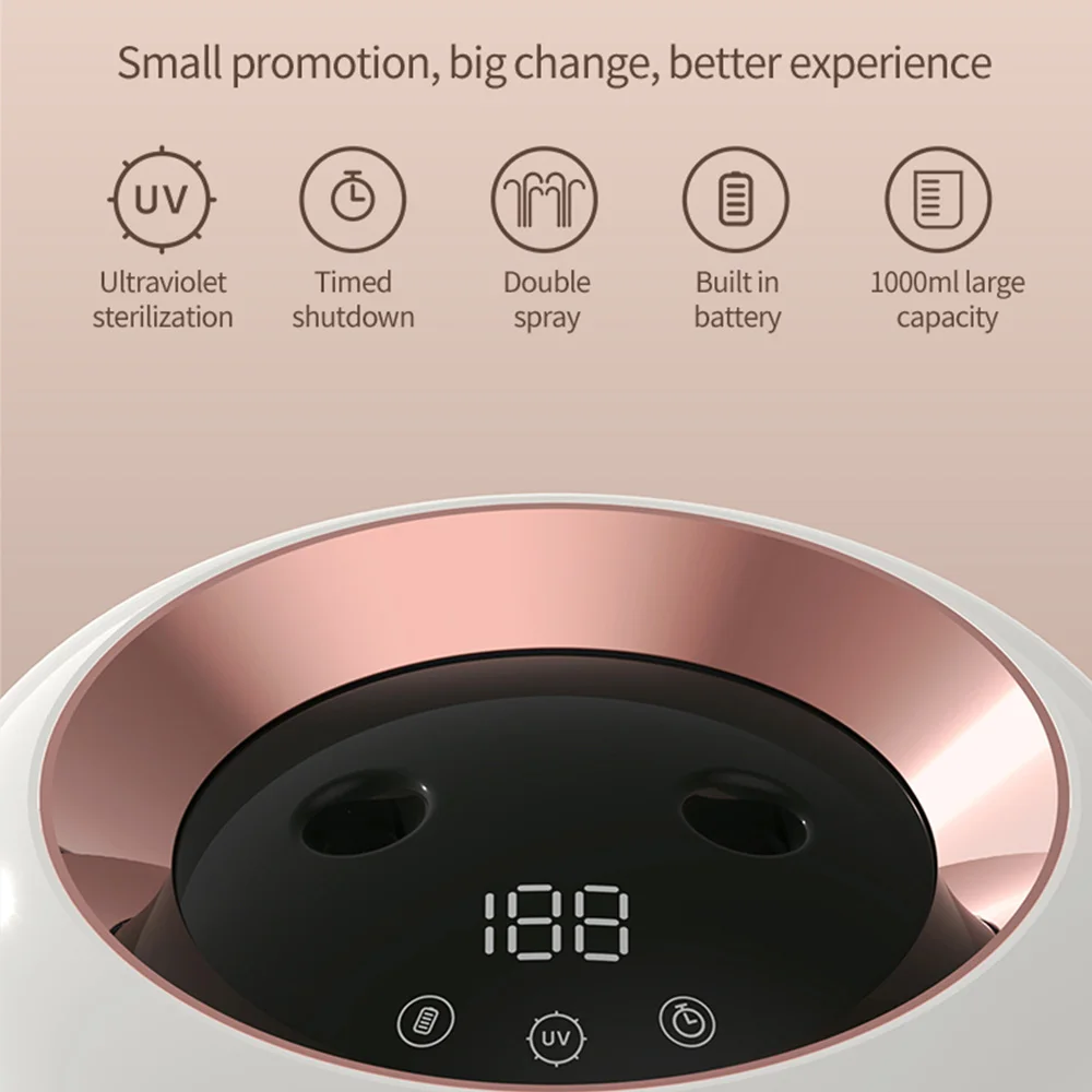 Korea Double Spray USB Wireless H2O Cool Mist Diffuser Ultrasonic Mini Humidifier 500ml 1000ml Portable Rechargeable