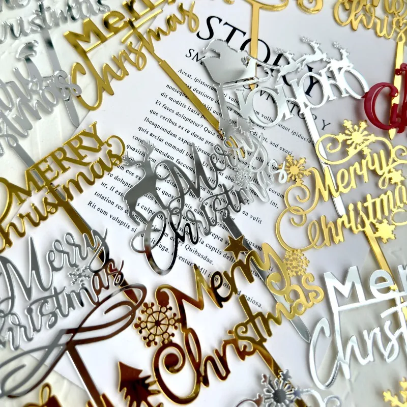 Wholesale INS style Christmas decoration acrylic cake topper Christmas cake decoration party supplies