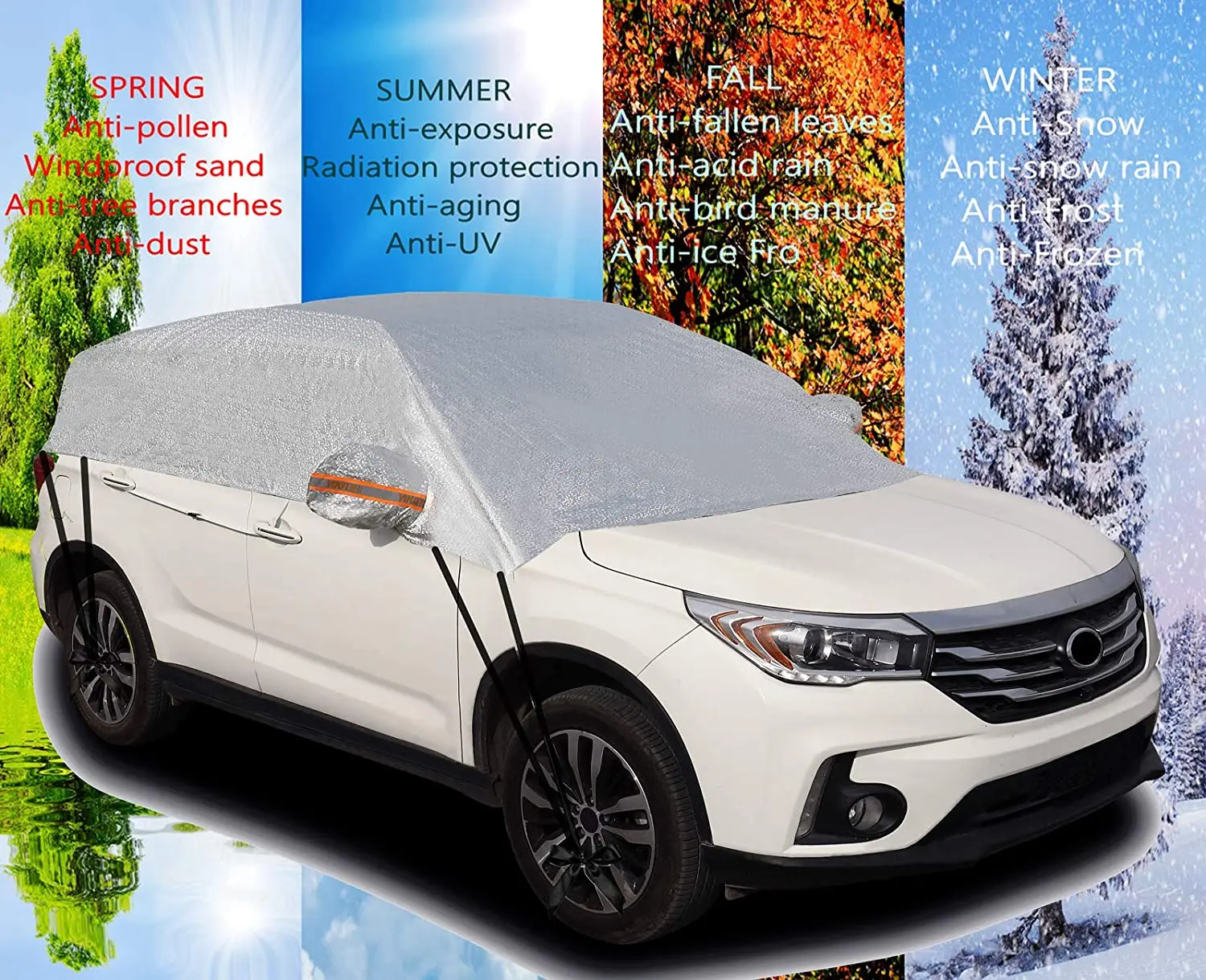 Customized half-car cover top waterproof Windscreen Dustproof Windscreen cover snow winter summer (SUV YL)