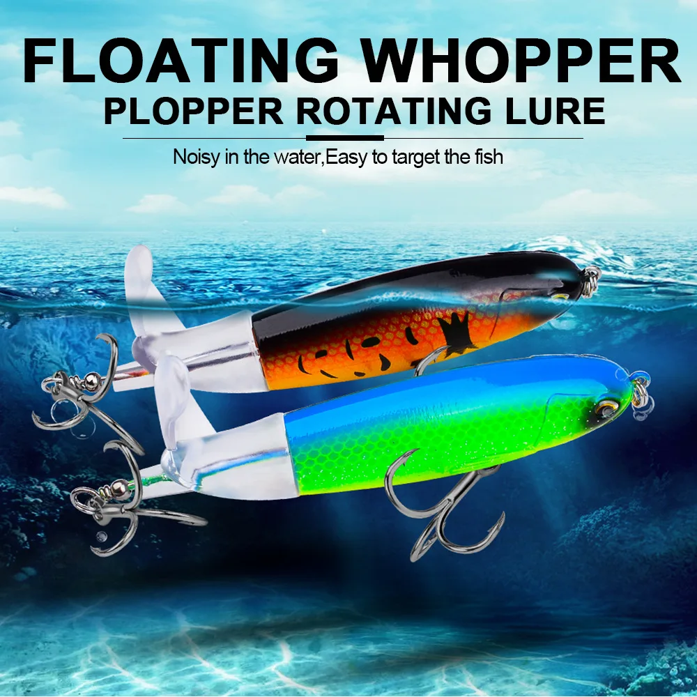 Topwater Fishing Lure Whopper Popper Artificial Bait Fishing Lure Top Water Bait With Spinning Tail