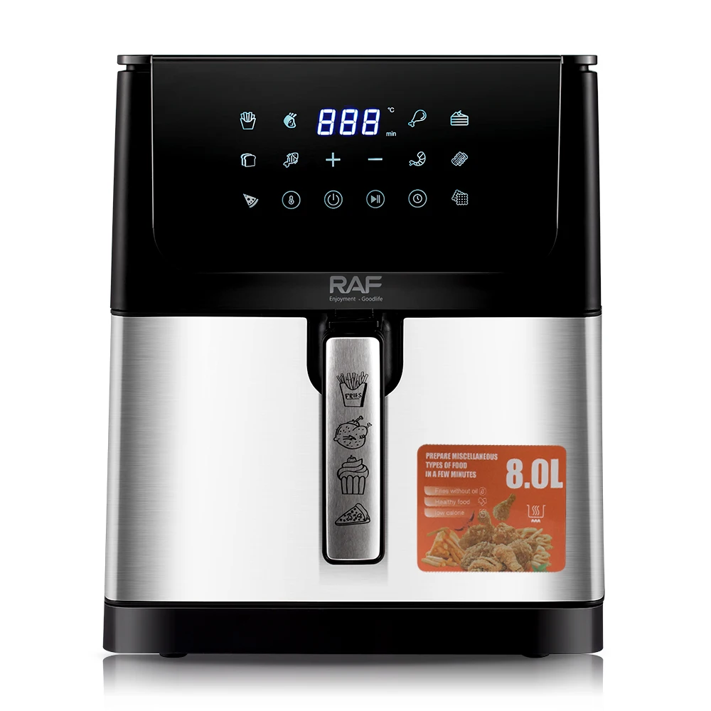 RAF Detachable Basket Stainless Steel Inner 8L Up-down Heating Smart Fryer Oven Fryer Oil Free Electric Digital Air Fryer