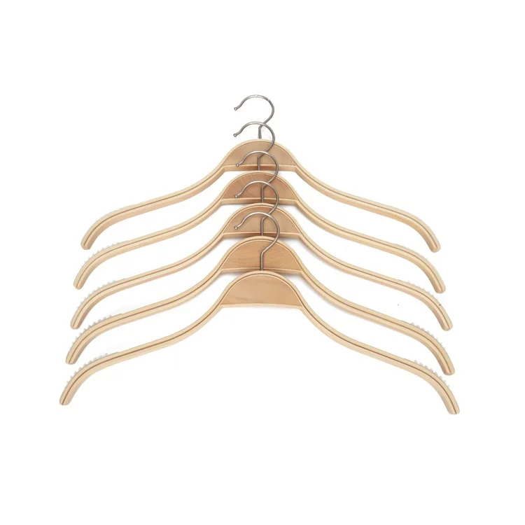 Plywood  non-slip strip  round hook laminated light board hanger wooden clothing store solid wood clothes hanger
