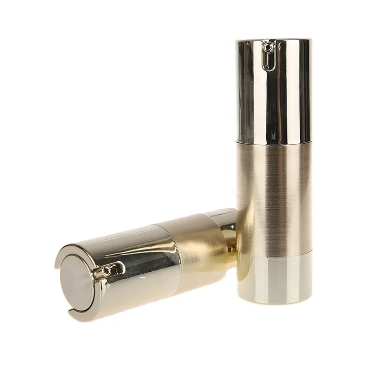 Wholesale 30ml customizable round gold airless pump glass bottle refill in stock