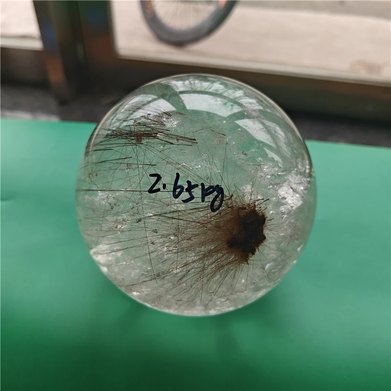 Rutilated quartz crystal ball natural clear crystal sphere for craft