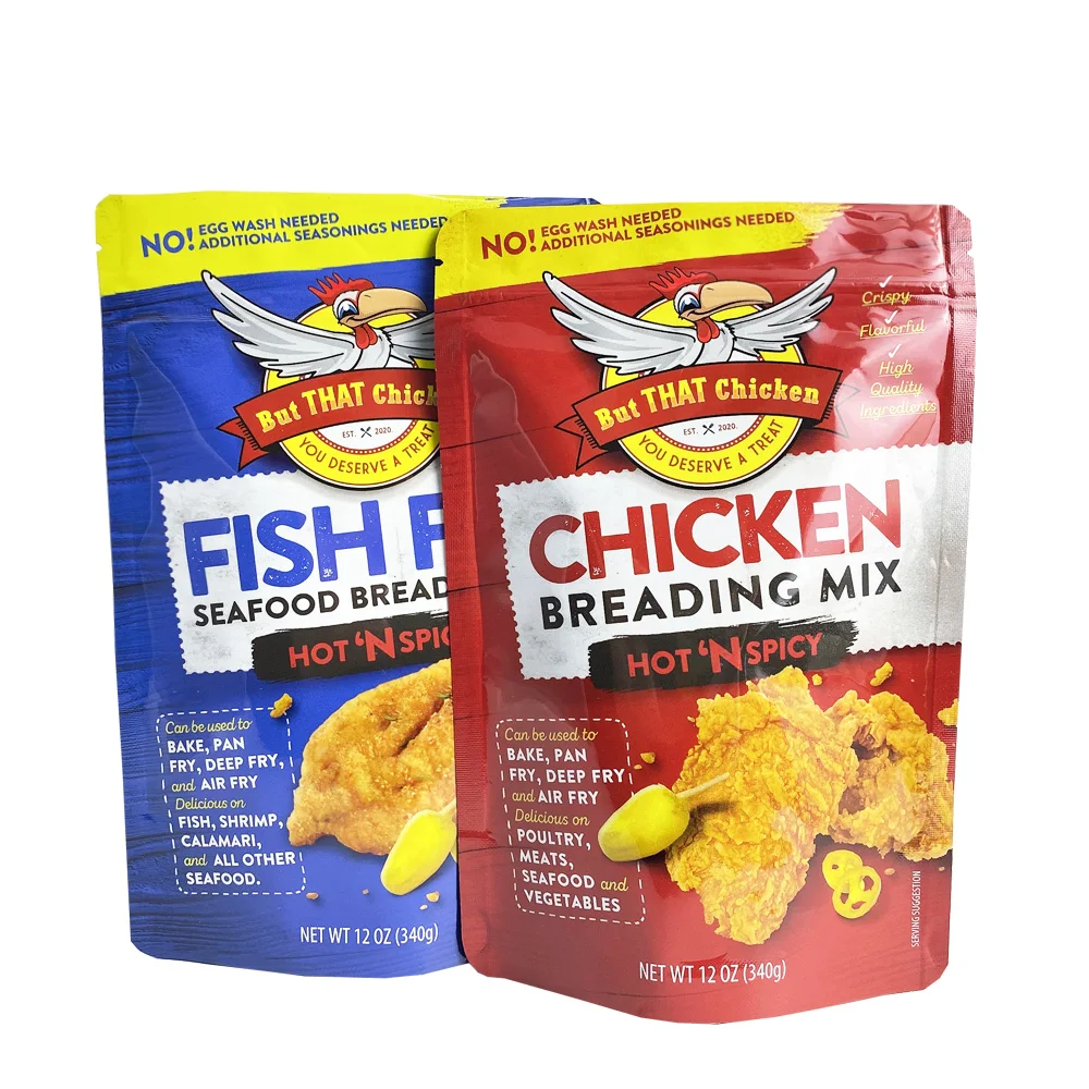 Food Grade Custom Printed Factory Oem Frozen Food Pouch Heat Seal Zipper Plastic Chicken Seasoning Powder Packaging Bag