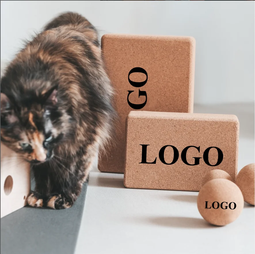 Deep Fitness Eco-Friendly Logo Printing Available Fitness Yoga Ball Cork Massage Wooden Yoga Cork Massage Ball