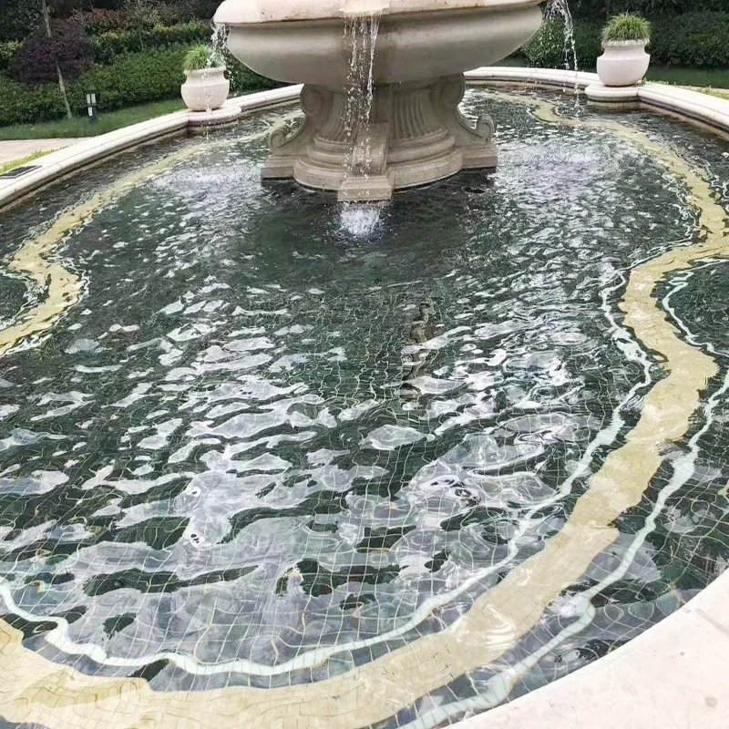 Лидер продаж, вилла, рыбный пруд, темно-зеленая мозаика, большой цветок, зеленый бассейн, мраморная плитка, садовый ландшафт, натуральный керамический камень